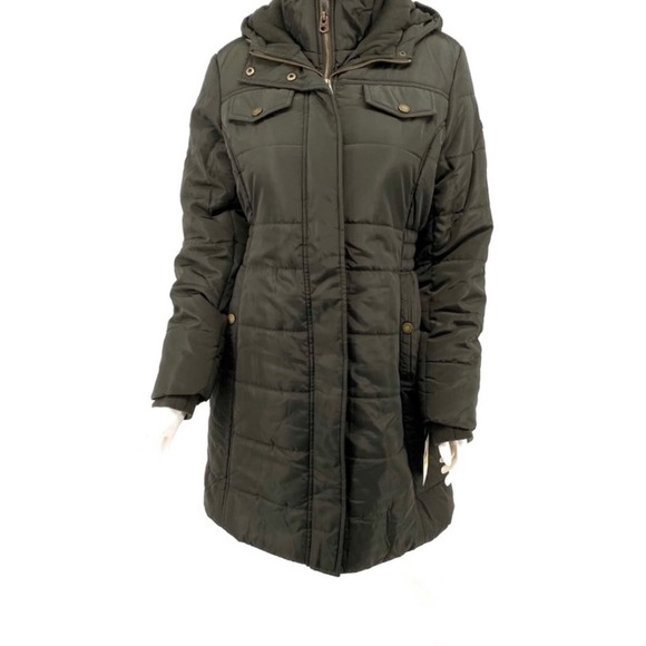 Lucky Brand Coat Women Medium Army Green Puffer Coat Long NWT * - Picture 1 of 7